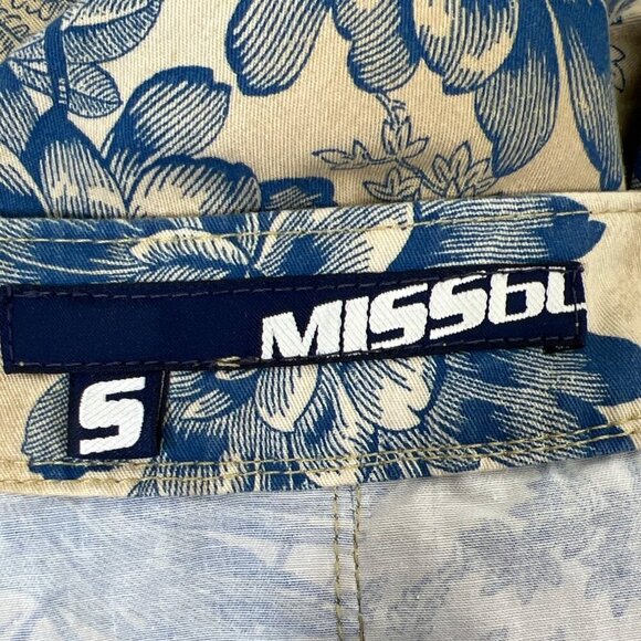 VINTAGE MISS SIXTY Dirty Denim Full Skirt Blue Floral Bird Pattern Sz S EUC - Picture 5 of 6